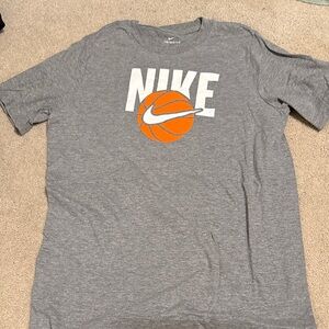 Nike Gray Tee with Orange Basketball Graphic